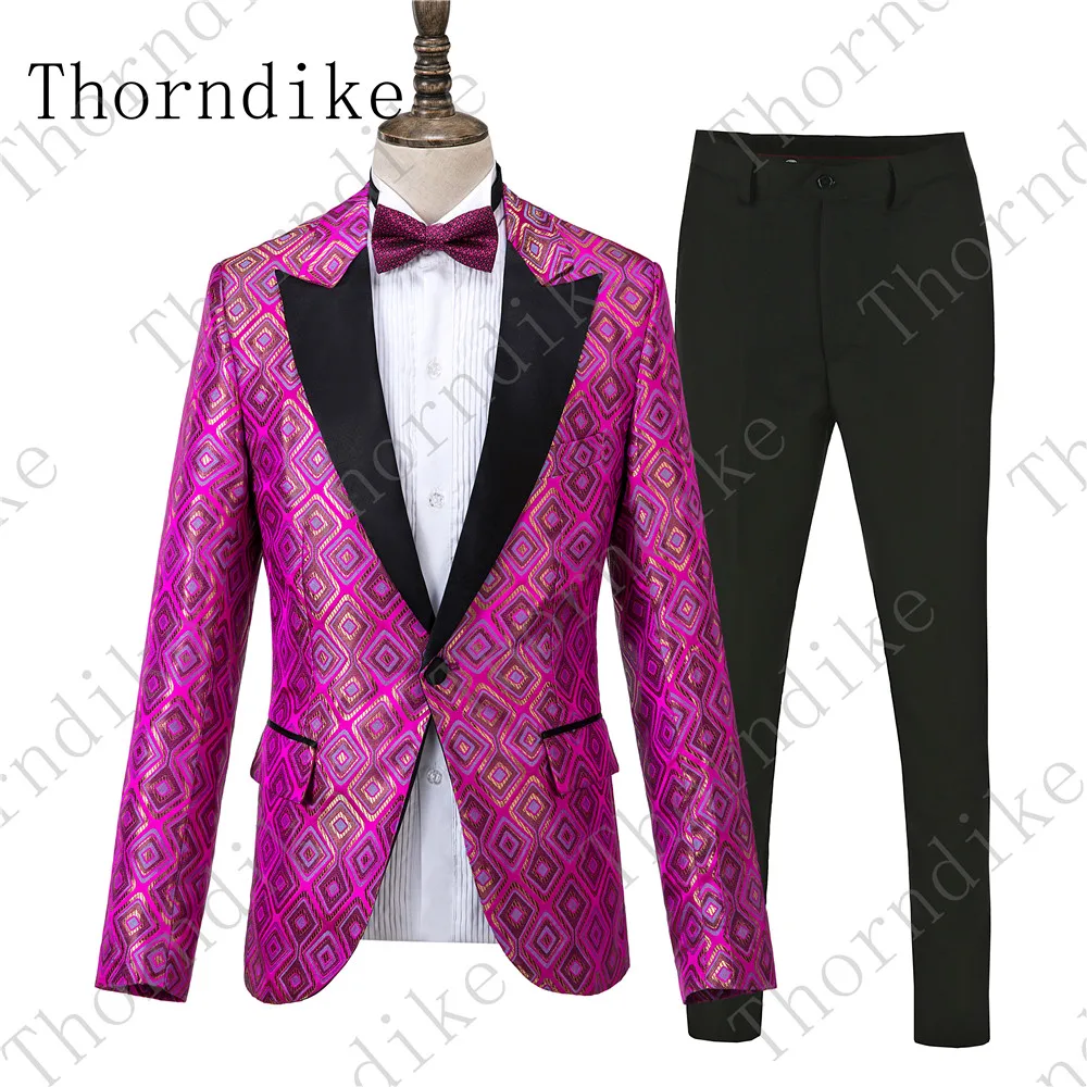 Thorndike Топ Recom мужчины d одна кнопка розовый красный жених смокинг с лацканами с острыми углами Жених мужской смокинг для мужчин(куртка+ брюки