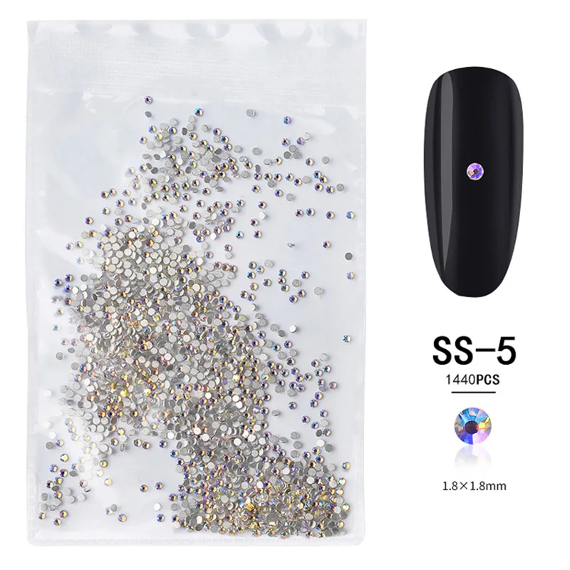 1 упаковка SS3-SS20 горный хрусталь кристалл Ab 3D дизайн ногтей драгоценные камни прозрачный с плоским основанием, не патч алмаз - Цвет: SS-5    1440pcs