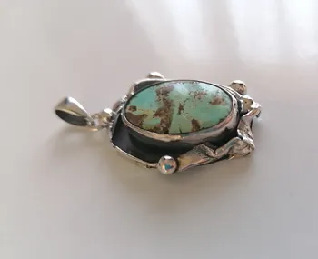 

HANDMADE TURQUOISE FİRUZE 925 STERLING SILVER PENDANT
