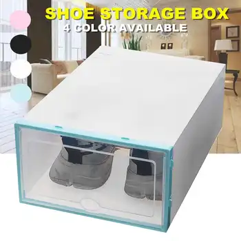 

New Dustproof Drawer Shoes Storage Box Organizer Foldable Portable Shoes Box Multifunction Container Holder Transparent 33X23X14