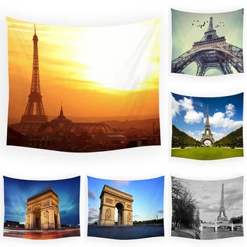 

Paris Eiffel Tower Arc De Triomphe Pattern Tapestry Decoration Background Cloth Room Landscape Architecture Wall Blanket 95x73cm