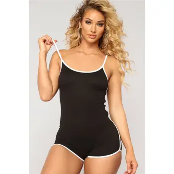 

Women Solid Color Casual Sleeveless Romper Jumpsuit Bodycon Bodysuit Slim Fit Sports Short Pants Playsuit Clubwear Summer