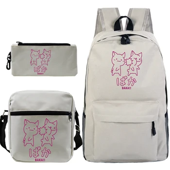 

Baka Rabbit Slap printed backpack three-piece school bag men and women pen bag shoulder bag school bag children school backpack