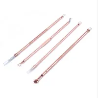 Rose Gold 4pcs/set Blackhead Comedone Acne Pimple Belmish Extractor Vacuum Blackhead Remover Tool Spoon for Face Skin Care Tool 6