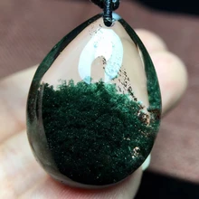 

Natural Green Phantom Quartz Pendant 32/24/12mm Brazil Water Drop Clear Bead Women Man Necklace Jewelry Genuine AAAAA
