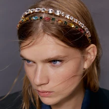 ZA новые Кристальные повязки для волос, женские мягкие цветные проводные винтажные Ретро эластичные повязки для волос для девушек, вечерние и свадебные повязки для волос