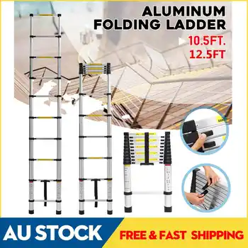

3.8m/3.2m Alloy Aluminium Ladder Telescopic Retractable Multifunctional Single Extension Ladder Drywall Home Tools