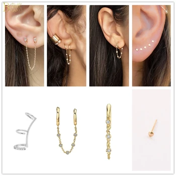 

Women 925 Sterling Silver Earrings Tassel Chain Earrings Small Circle Earrings For Wedding Engagement Piercing Jewelry