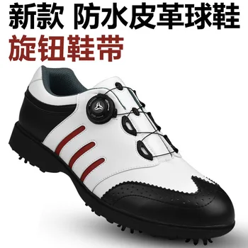 

TTYGJ new golf shoes men activity nail shoes waterproof head layer cowhide rotate your shoes