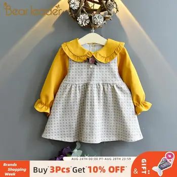 

Bear Leader Girls Ruffles Cute Dresses 2020 New Autumn Girls Plaid Patchwork Dress Cute Party Outfits Kids Costumes Baby Suits