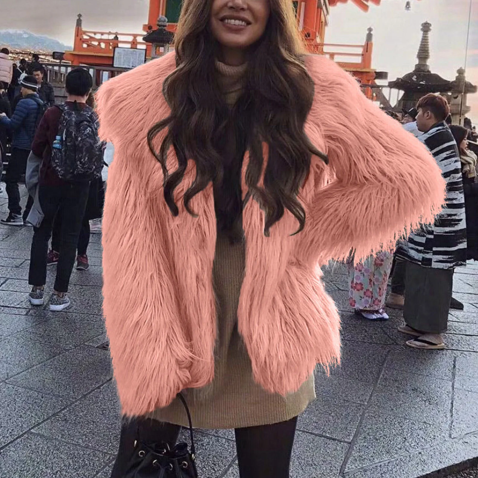 Elegant Fuzzy Furry Fur Coat Cardigan 