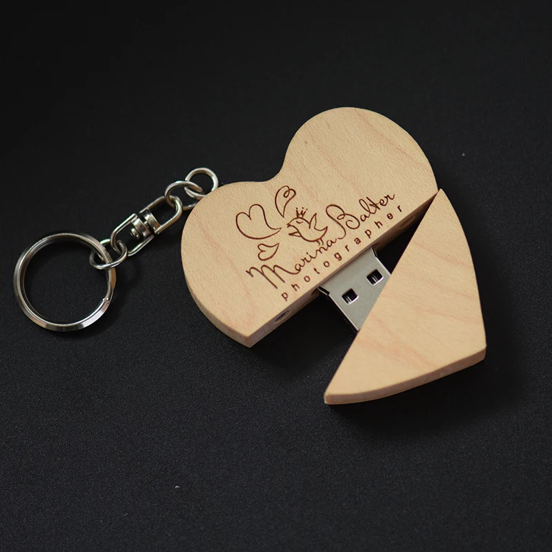 USB флеш накопитель JASTER деревянный в форме сердца 4/8/16/32/64 ГБ|USB флэш-накопители| |