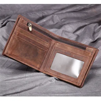 

Vintage Men's Multi-functional Leather Wallet Short 2-Fold Full-grain Leather Short Wallet