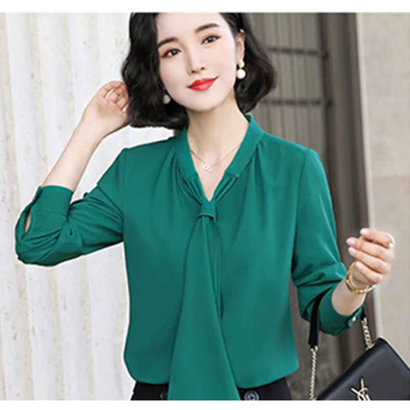 green shirt Женский брючный костюм осень-зима модный костюм с длинными рукавами Темперамент Формальные женские рабочие брюки 9332 - Цвет: green shirt