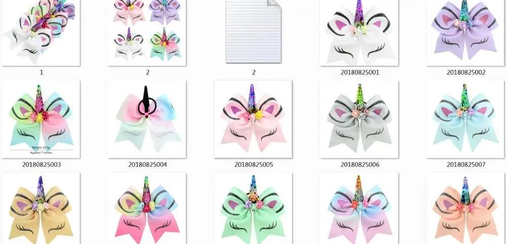 mix color min is 5pc 10 шт 7-" девушки блесток Единорог вечерние бантики большой единорог бантики банты для волос с эластичной лентой хвост - Цвет: mix color min is 5pc