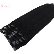 Yesowo Высокое качество 1# Струйный черный зажим для человеческих волос 100 г 9 шт. бразильский Реми Прямой зажим для наращивания волос натуральный