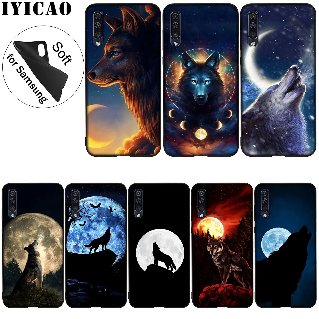 IYICAO Moon roaring wolf Soft Silicone Case for Samsung Galaxy A51 A71 A81 A91 A41 A21 A11 A01 M10 M20 M30 M40 Cover |