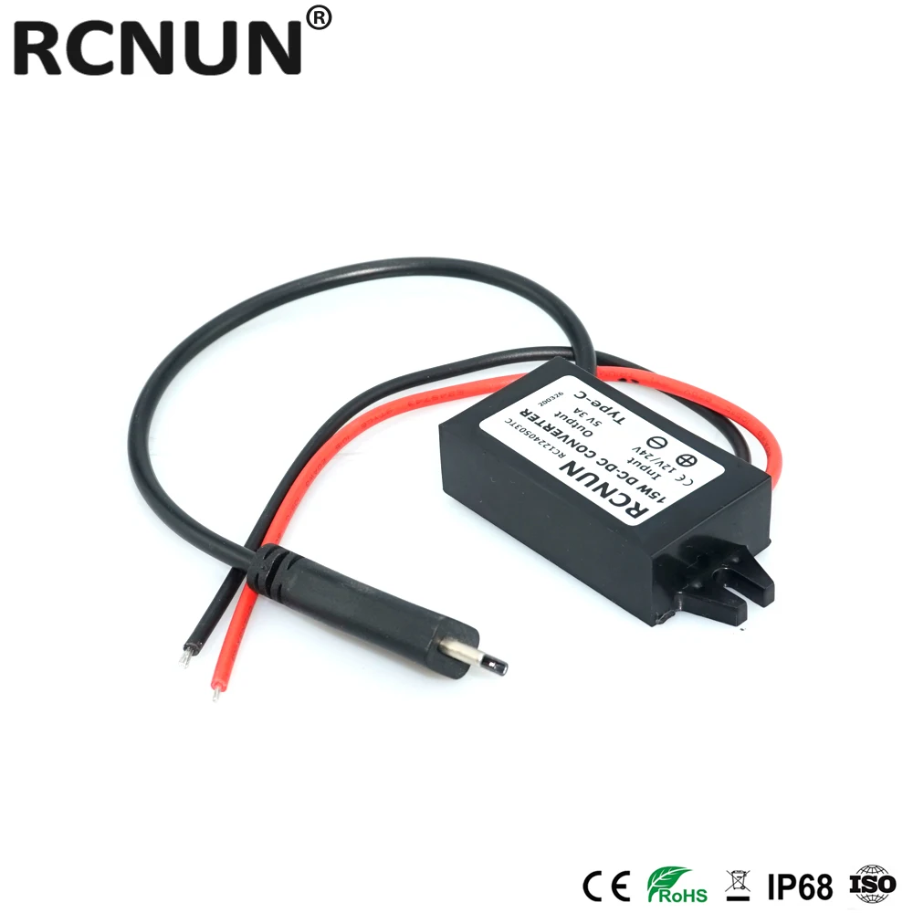 RCNUN 8-32V 12V 24V to 5V 3A CAR Charger DC DC Step Down Converter Dual USB  Buck Power Supply for Mobile Phone iPad MP4 MP3 GPS