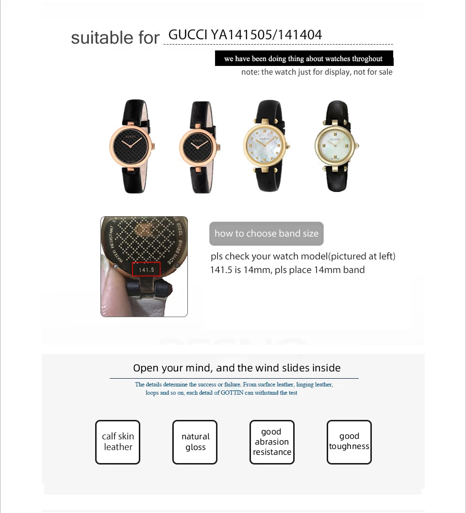 PESNO подходит для GUCCI YA141.404/505 женские Ремешки для наручных часов браслет телячья кожа ремешок для часов с пряжкой