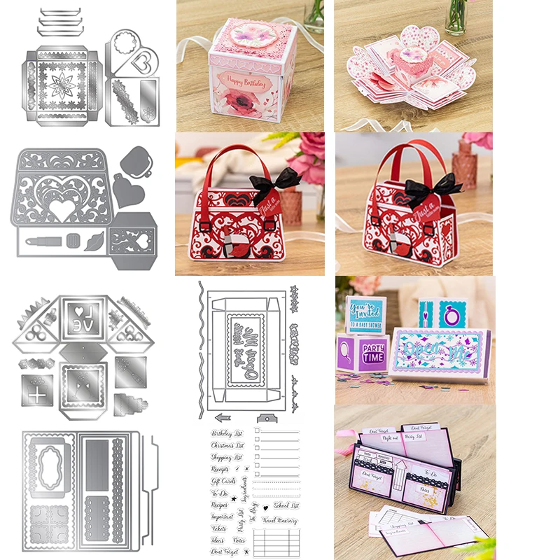 Pop-up Confetti Cube Box Ultimate Organiser Exploding сумочка коробка для резки штампов DIY скрапбукинга