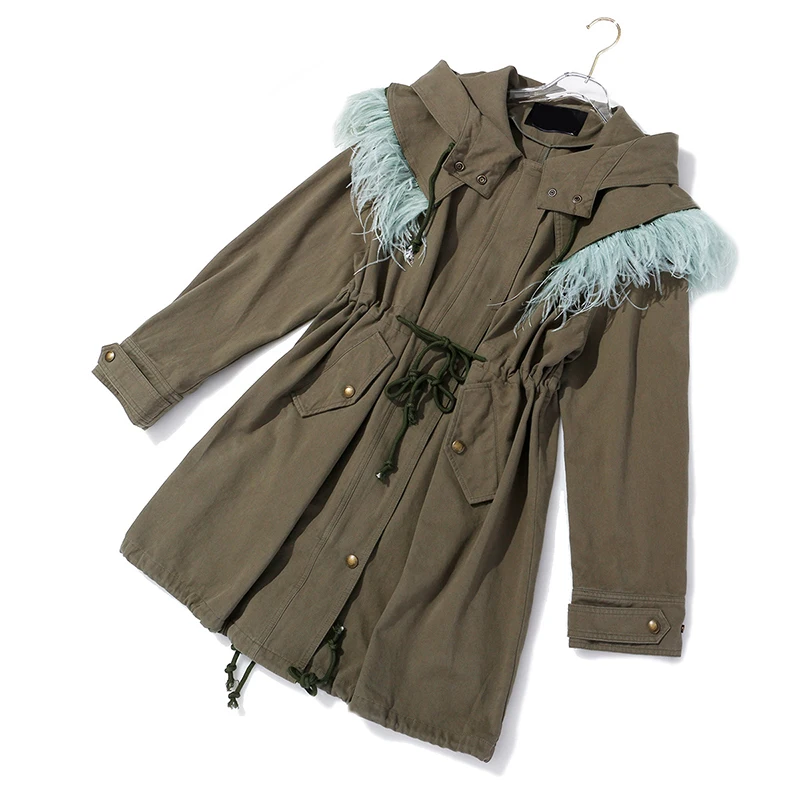 [EAM] Свободная куртка из двух частей с хлопковой подкладкой, Новая меховая женская куртка с капюшоном и длинным рукавом, модное осенне-зимнее пальто 1K923