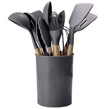 

12pcs Cooking Tools Kitchen Utensils Set Tongs Frying Spoon Hanging Silicone Spatula Non Stick Home Heat Resistant Scratch Proof
