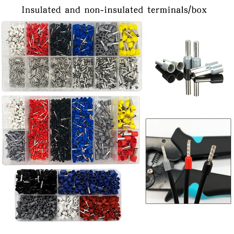

500/700/1200/1870PCS Insulated Core Terminal Block Wire End Wire Connector Electrical Crimping Terminator Set