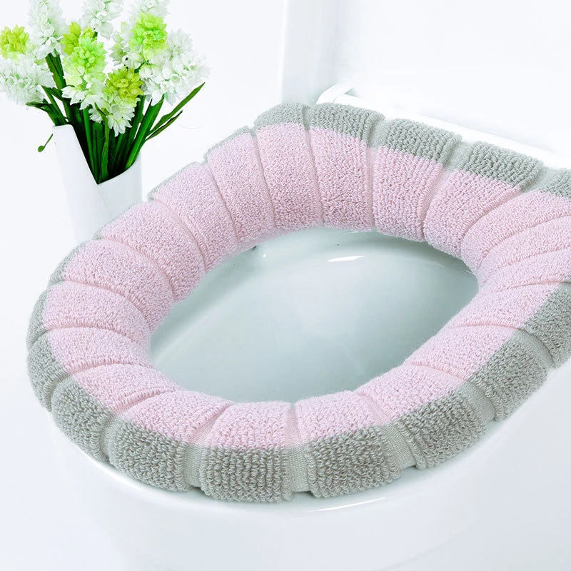Удобный бархатный коралловый чехол для унитаза для ванной комнаты, моющийся Мягкий теплый коврик, подушка для дома, 1 шт - Цвет: pink gray