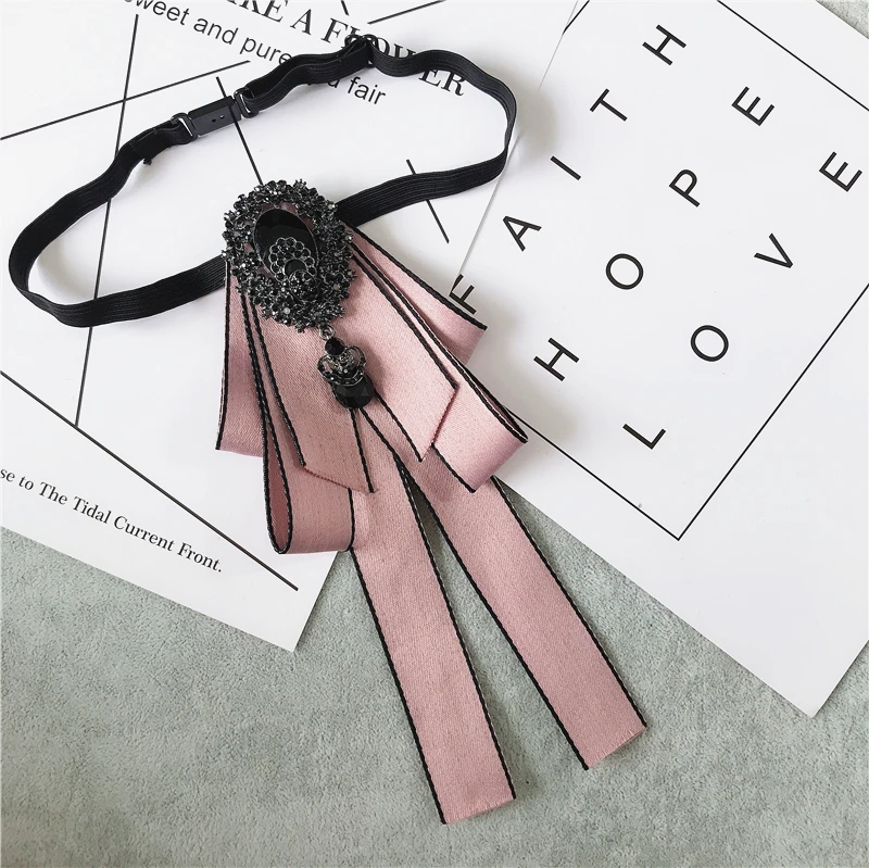 Ribbon Bowtie Мужской женский галстук-бабочка из ленты, винтажный эластичный ремешок, сплав, стразы, Бабочка, свадебные, Клубные, вечерние, Униформа, кристалл, галстук-бабочка - Цвет: Ribbon Bowtie