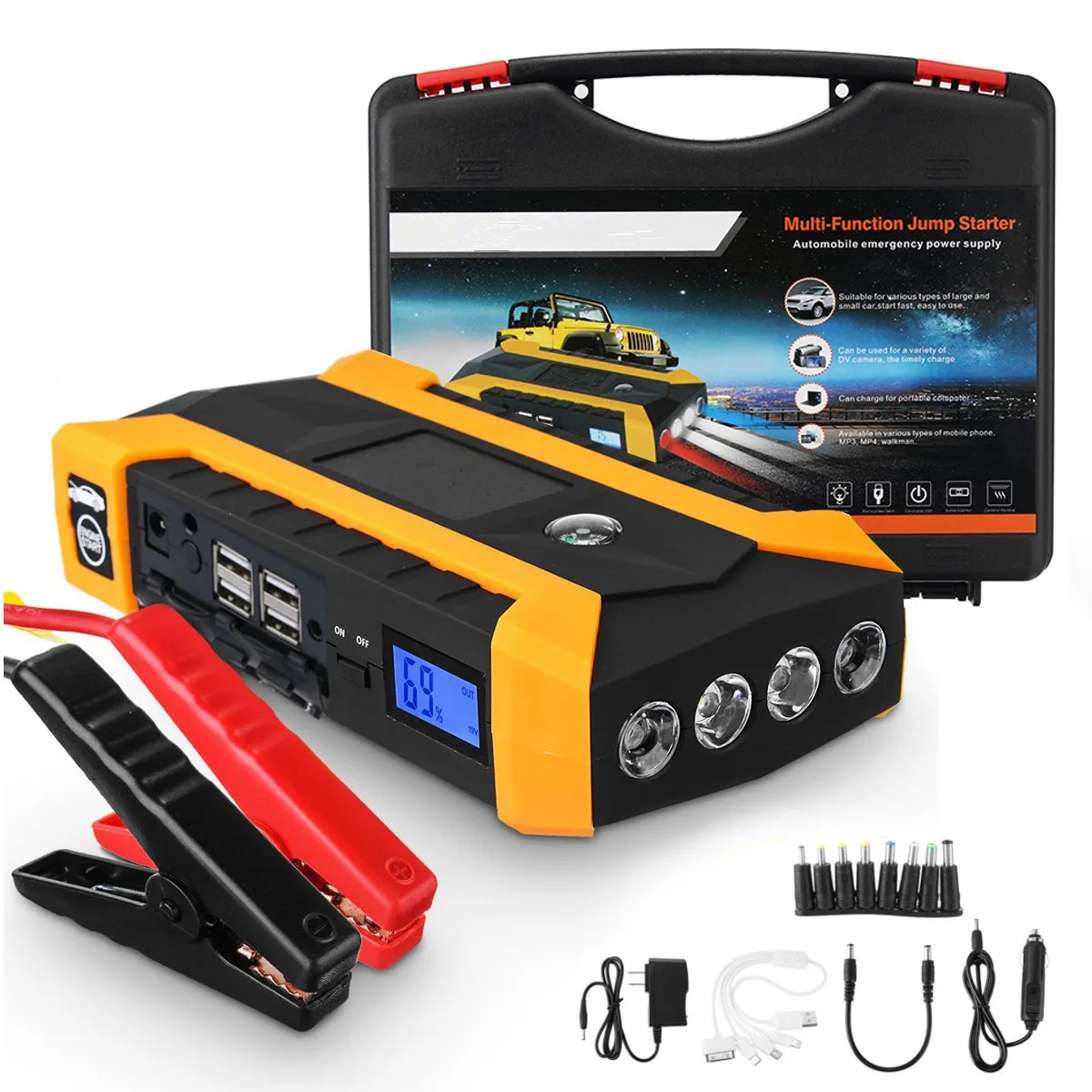 89800 мАч автомобильный стартер 12V 4USB 600A Портативный Автомобильный Аккумулятор Booster