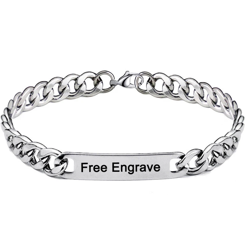 Браслет из нержавеющей стали Бесплатная гравировка пустые ID бирки бар браслеты