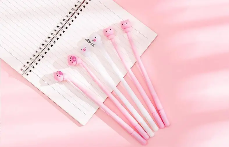 1 Piece Lytwtw's Kawaii Cute Pig Fashion School Office Supplies Students Gift Awards Accessories Stationery Black Ink Gel Pen