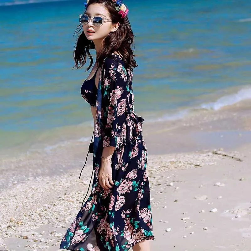 

Bathing Suit Women's Three-piece Set South Korea Insf-Style Bikini Sexy Blouse Belly Covering Boxer Hot Springs Betis 16149