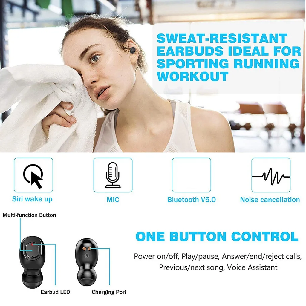Ouhaobin, беспроводные Bluetooth наушники, 5,0, наушники, стерео, беспроводные наушники, устойчивое к поту, для iPhone11, для samsung