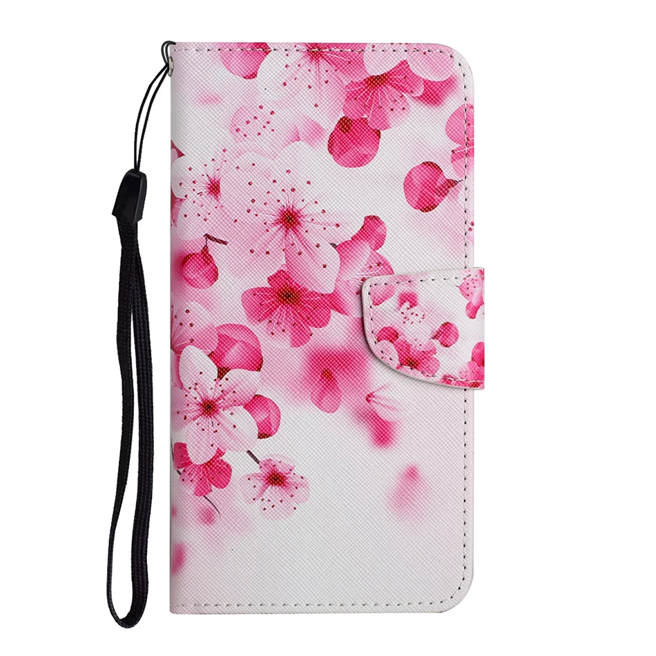 Cute Flower Cat Painted Leather Flip Case For Samsung Galaxy S8 Plus S9 S10 S20 S21 S22 Ultra Wallet Card Holder Phone Cover galaxy s22+ wallet case