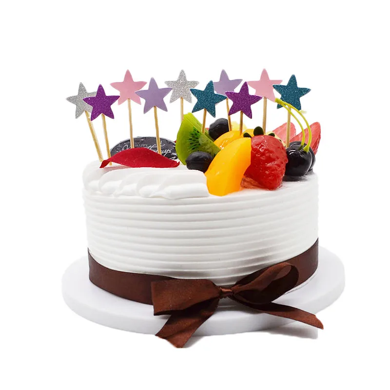 20pcs Multicolor Star Theme Birthday Cupcake Topper Cake Flags For Wedding Baby Shower Birthday Party Baking Decoration Supplies