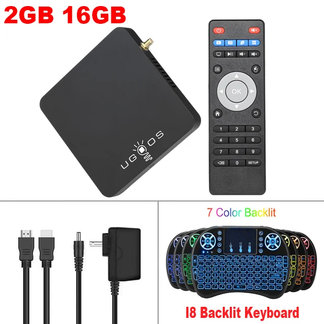 Android 7,1 Smart tv Box UGOOS AM3 2GB и 16GB Amlogic S912 Восьмиядерный 2,4G/5G двойной WiFi 4K HD домашний медиа плеер IP tv телеприставка - Цвет: AM3-I8 Keyboard