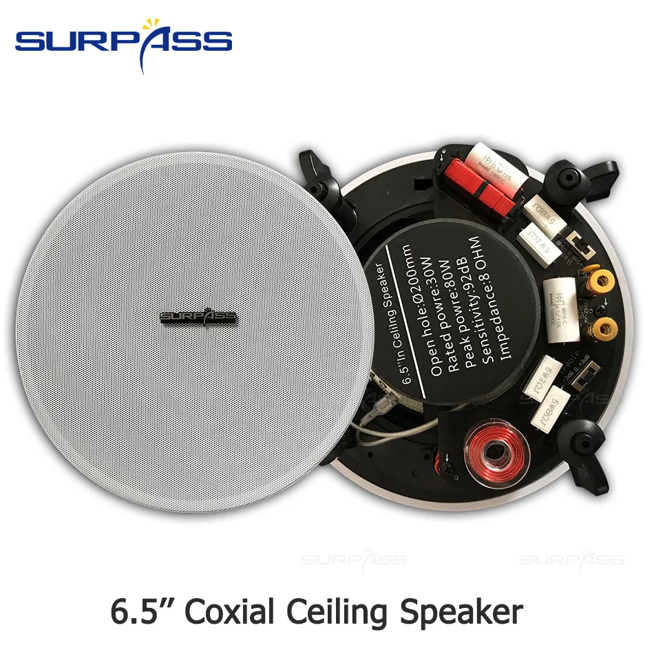 Alto-falante de Teto para a Música de Fundo do Hotel Fio sem Moldura Titanium Film Tweeter Orador Grill Borda Estreita 6.5 Speaker Coxial 25-core