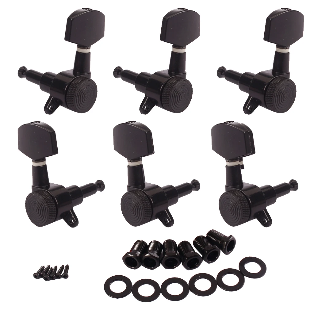 6Pcs Metal Electric Guitar Tuning Pegs Machine Heads 3R3L Black Musical Instrument Accessory