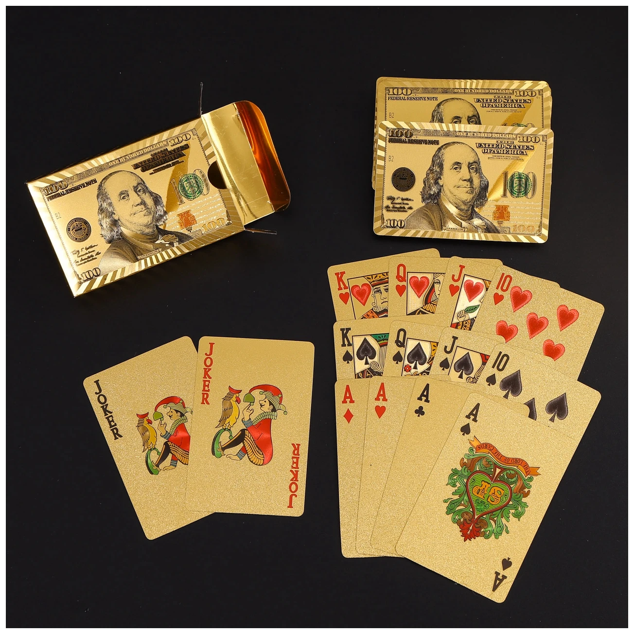 Las Vegas Gold Poker Playing Card Token 3.5 by 2.4 Full Poker Deck Games