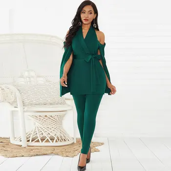 

Fashion Cloak Jumpsuit Women Solid Sexy V Neck Off Shoulder Skirt Pants Sashes Bodycon Elegant Party Overall Jumpsuits For Women