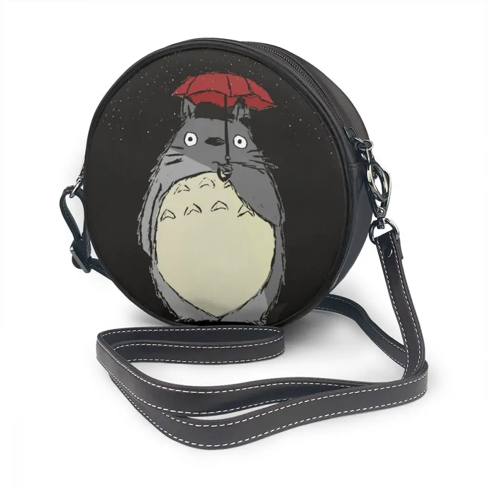 Totoro сумка через плечо из натуральной кожи с забавными лесными духами сумка-шоппер для подростков женские сумки с принтом с несколькими карманами через плечо трендовая круглая сумка - Цвет: Totoro Snow Fall