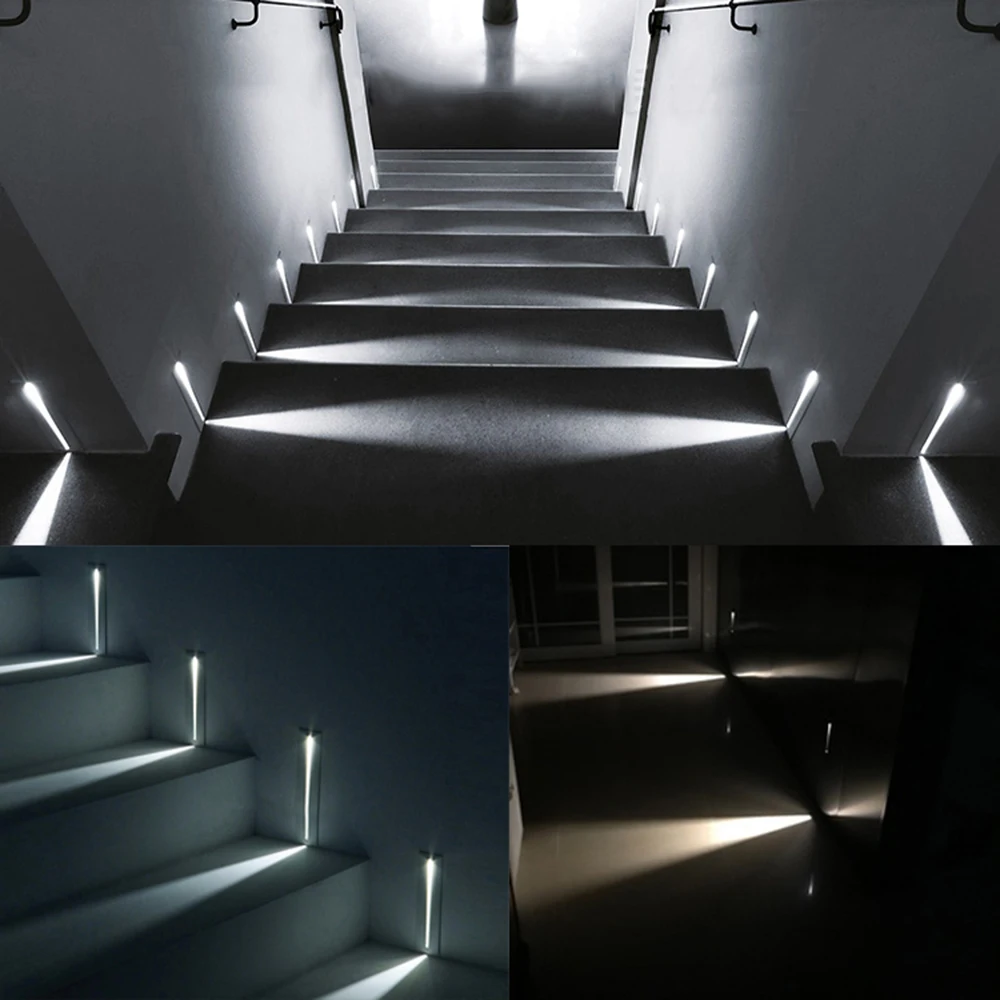 LED 벽 조명 매입형 계단 조명, 실내 계단 조명, 사다리 계단 야간 조명, 복도 벽 램프 AC85-265V, 3W