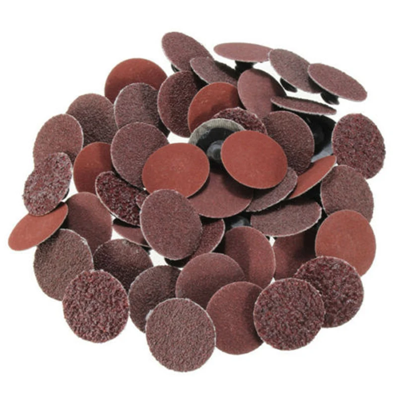 50pcs R Type Roll Lock Sanding Discs With Mandrel 36-220 Grit Durable Useful