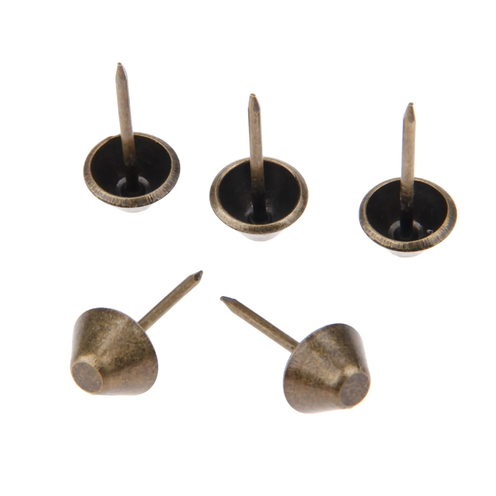 Upholstery Nail 50pcs Flat Upholstery Nails Sofa Studs Pins Tacks Antique Bronze Iron Vintage Jewelry Box Basket 11mm*17mm Furniture Hardware