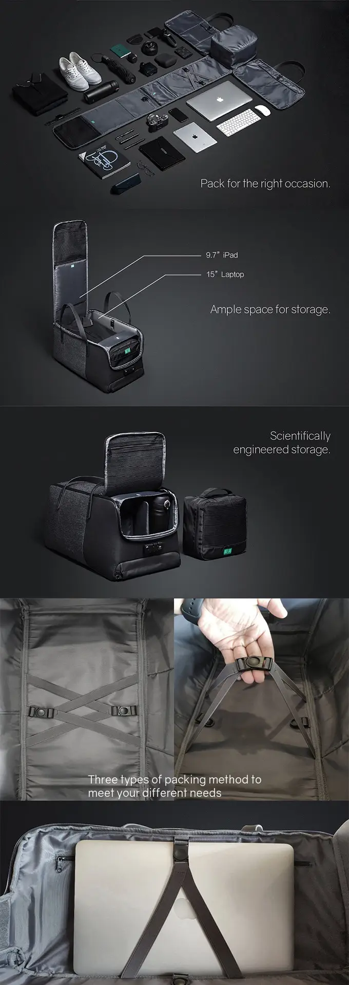 Flash Deal Krion Design FlexPack GO Anti-theft Duffle Bag USB Charging Foldable Men Notebook Computer Bag 15.6 inch Laptop Briefcase 2