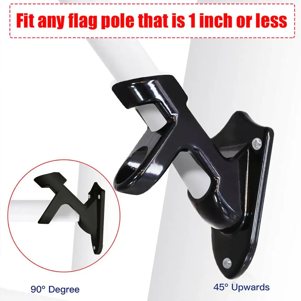 Adjustable Flagpole Holder Flag Pole Two Position Wall Mounted Bracket Aluminum