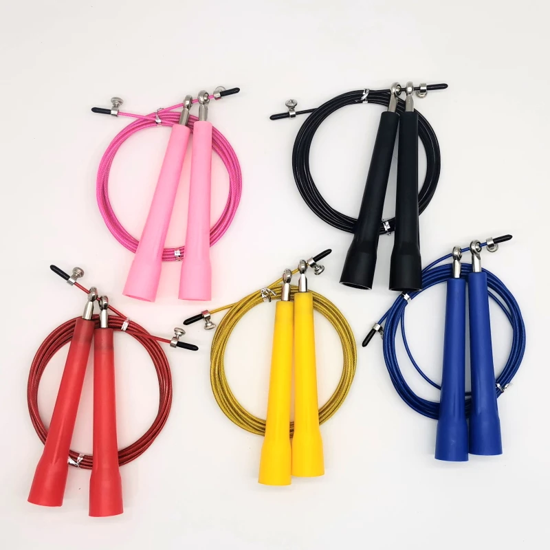 JR009 fat handle ball bearing basic steel skip rope jump cord adjustable fitness crossfit double under