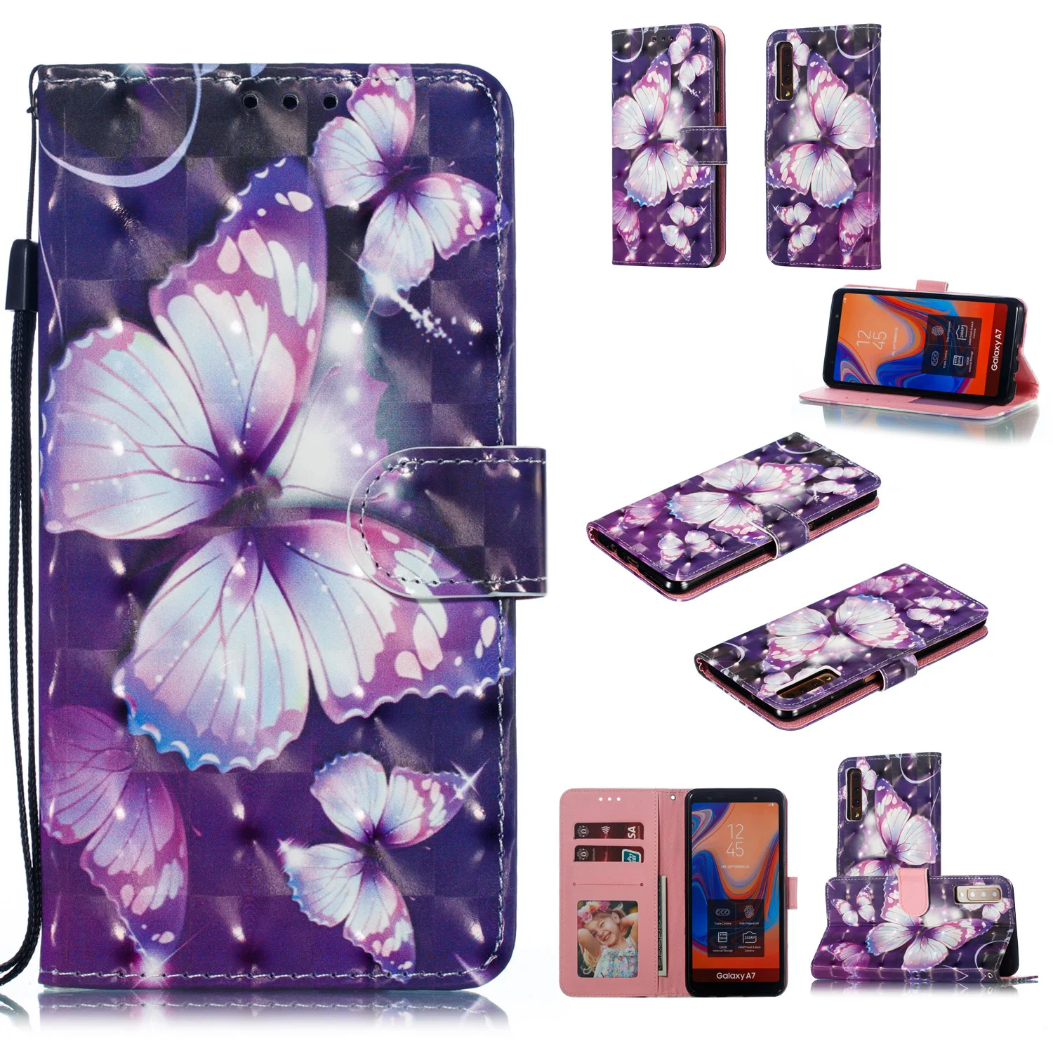 Модный милый кожаный чехол-портмоне для samsung Galaxy A10 A20 A20E A30 A40 A50 A70 M10 M20 M30 A2 Core A505FN A205FN чехол с откидной крышкой