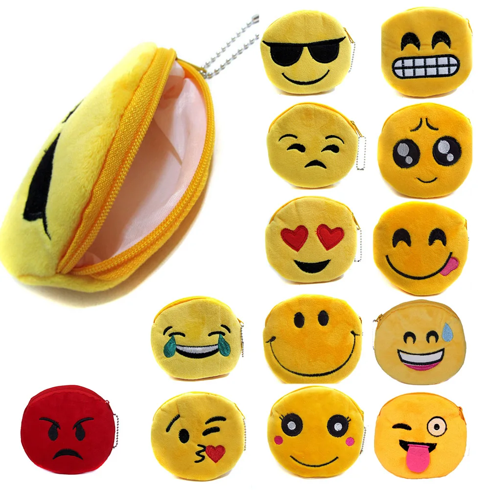 

Simple Cartoon Emoji Purses Girls Coin Bag Children Small Wallet Plush Card Holder Key Pouch Money Pocket Students Handlebag